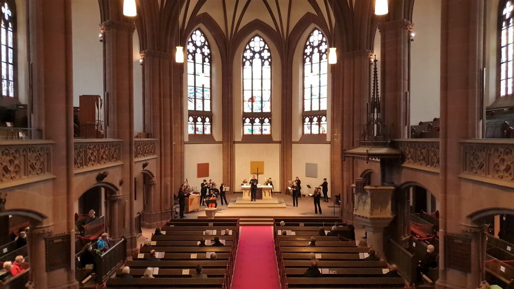 Kantatengottesdienst in der Dreikönigskirche Frankfurt am Main unter "Corona-Bedingungen" im März 2021